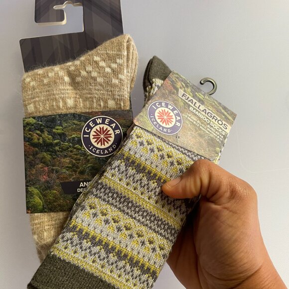 ICEWEAR Ariel Angora Wool & FJALLAGRÖS Scandinavian Socks, purchased in Iceland! - Picture 8 of 8